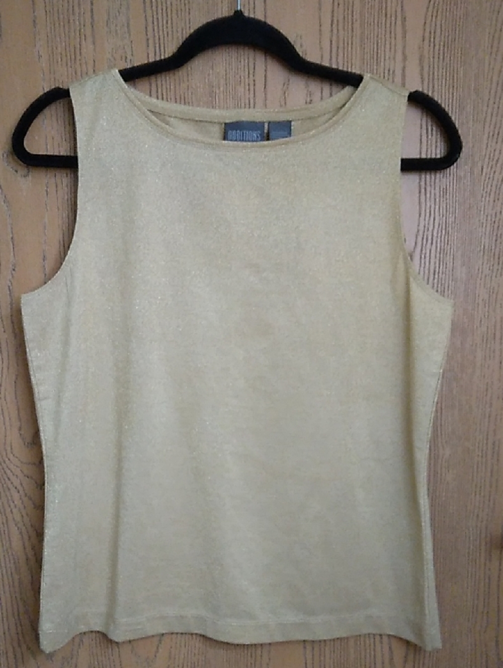 Chico's Additions Shimmer Gold Crew Neck Flawless Knit Tank Top